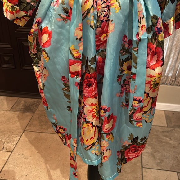 Rose and Turquoise Satin Robe - Picture 3 of 6